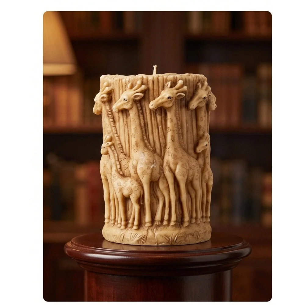Animal Spirits Lava‎ Candles Giraffe Herd Pillar Candle Textured  ASC5046 NEW